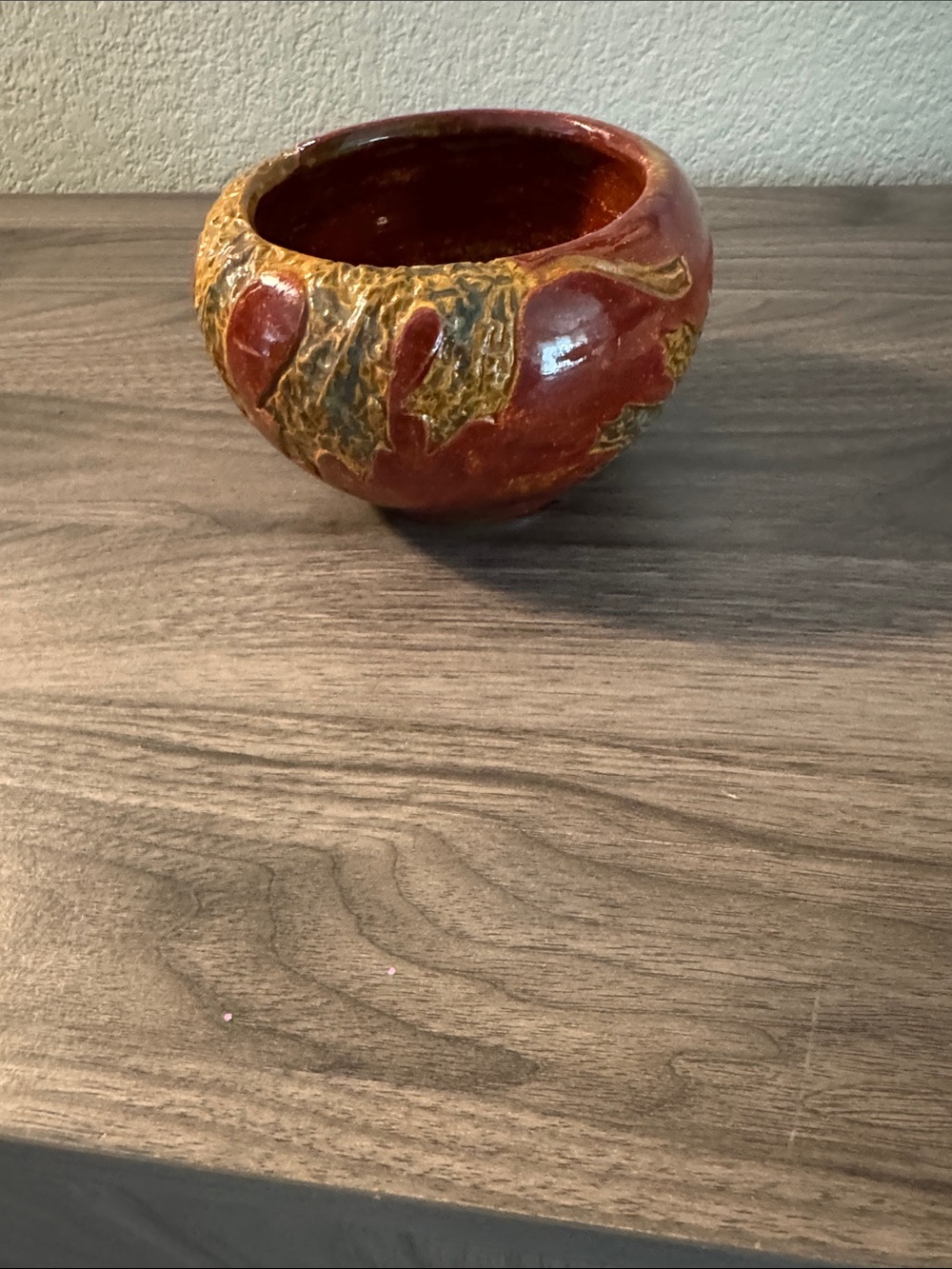 Glazed Brown and Olive Artisanal Ceramic Accent Bowl - Unbranded